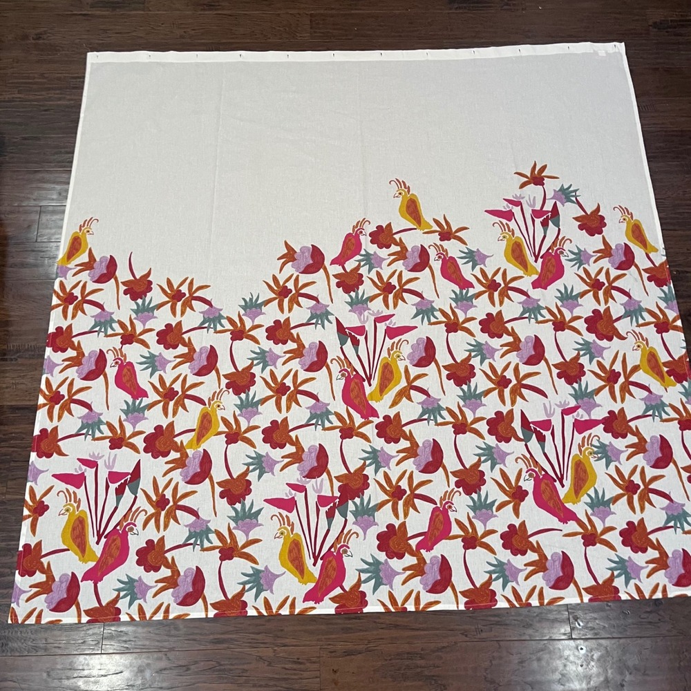Opalhouse Jungalow Shower Curtain White Pink Yellow Tropical Bird Floral Vtg